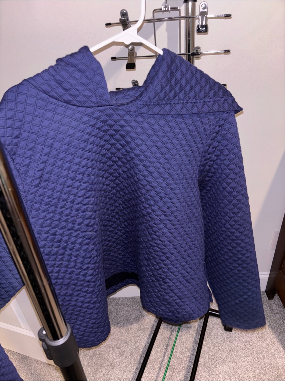 J. Crew Quilted Navy Pullover Hoodie